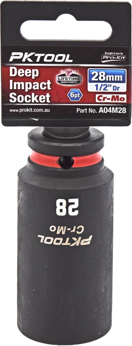 28mm 1/2″ Dr Deep Impact Socket 6pt - PKTool