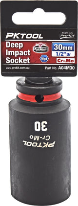30mm 1/2″ Dr Deep Impact Socket 6pt - PKTool