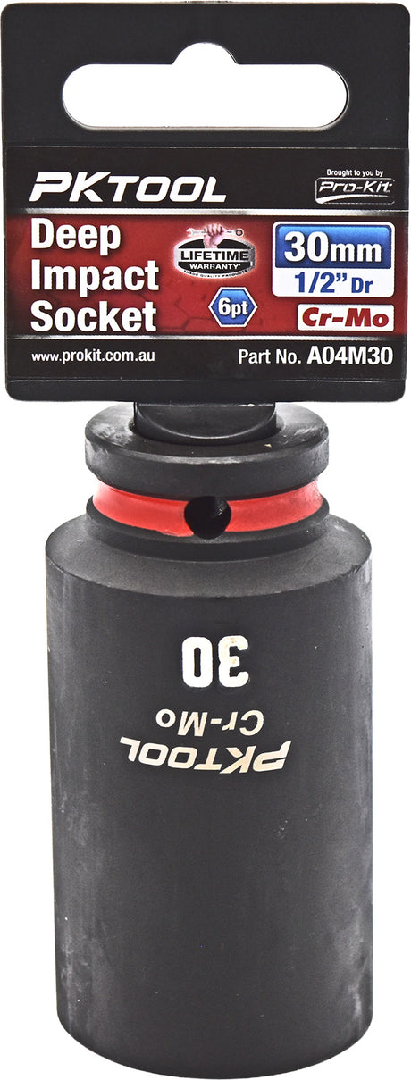 30mm 1/2″ Dr Deep Impact Socket 6pt - PKTool
