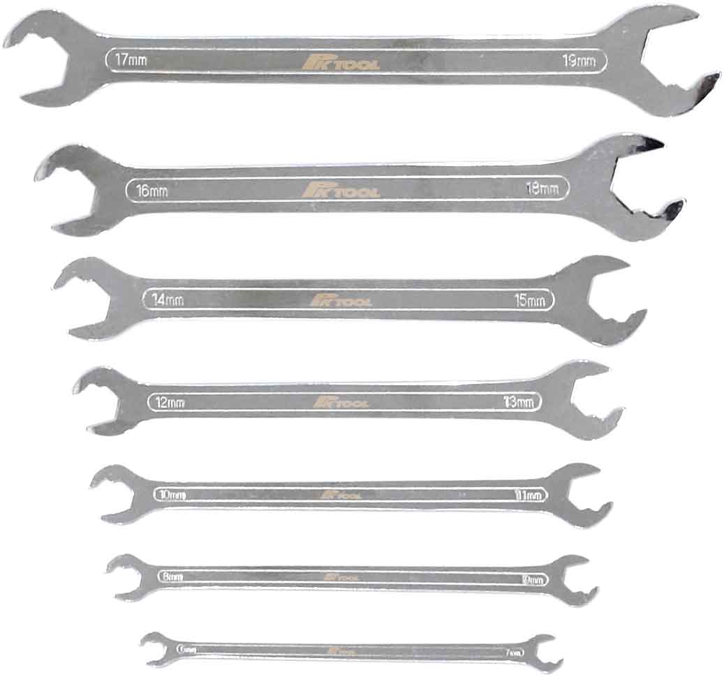 7 Piece Ultra-slim Ratcheting Open End Spanner Set - PKTool