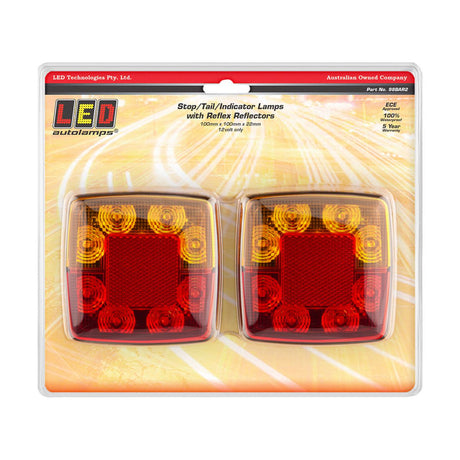 Stop/Tail/Indicator/Reflector LED 12V 40cm Cable & Plug Twin Blister Pack - LED AutoLamps