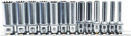 13 Piece Metric 6 Point 1/4" Square Drive Deep Socket Set - AuzGrip | Universal Auto Spares