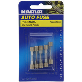 Glass Fuse 3AG 25A 5 Pieces - Narva