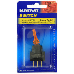 Switch Off/On SPST Amber LED 20A at 12V - Narva