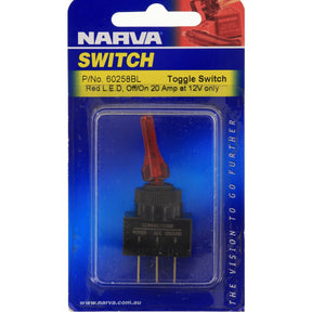 Toggle Switch Off/On SPST Red LED 20A at 12V - Narva