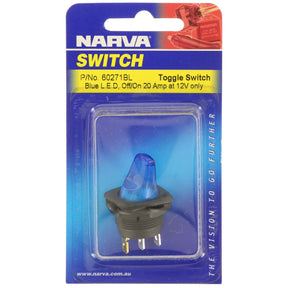 Duckbill Toggle Switch Off/On SPST Blue LED 12V at 20A - Narva
