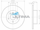 Brake Disc Rotor Rear (R) Fits Range Rover 4.0, 4.6L V8. Discovery 2 98-2005. 5x120mm PCD AAP093 - Ultima