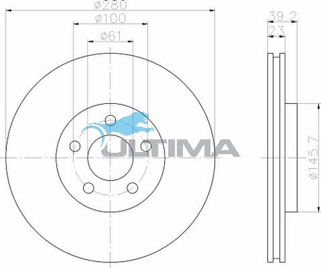 Brake Drum Front (F) Fits PT Cruiser 2.0, 2.4L AAP167 - Ultima