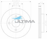 Brake Drum Front (F) Fits Ford Ka Vented AAP168 - Ultima