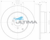 Rear Rotor (R) Fits Range Rover III 3.0L TD6, 4.4L V8 Petrol (210kw) 72mm Pad Face Depth AAP2093 - Ultima