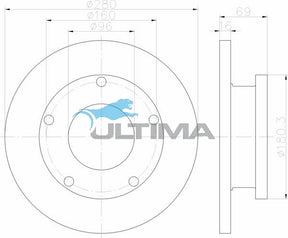 Brake Disc Rotor (R) Fits Ford Transit 10/06 - 12/12 Various Models Geomet Coated AAP2135 - Ultima