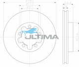 Brake Drum Front (F) Fits Ford Transit VM FWD 2.2L 06-09 Front GEOMET COATED AAP2138 - Ultima