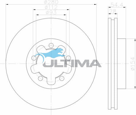 Brake Drum Front (F) Fits Ford Transit VM FWD 2.2L 06-09 Front GEOMET COATED AAP2138 - Ultima
