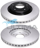 Brake Disc Rotor (Front) Fits Nissan Qashqai J11, X-Trail T32 Geomet & Black Hat AAP2186 - Ultima