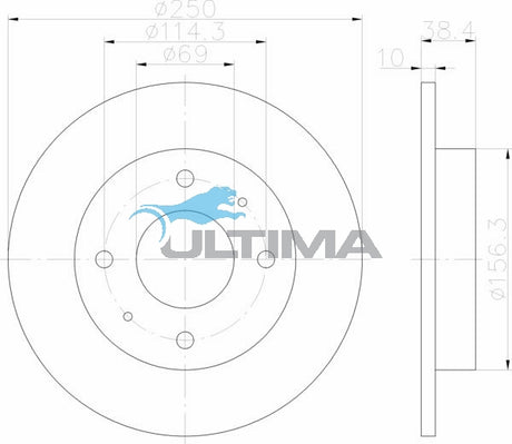 Brake Disc Rotor Rear Fits MITSUBISHI COLT RG RZ 250MM OD AAP2227 - Ultima