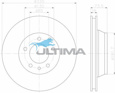 Brake Disc Rotor Rear Fits AUDI Q7 QUATTRO 4L 9/2006-7/2015, PORSCHE CAYENNE 6/2003-ON, VW TOUAREG 7L 9/2003-10/2006 GEOMET COATED AAP2245 - Ultima