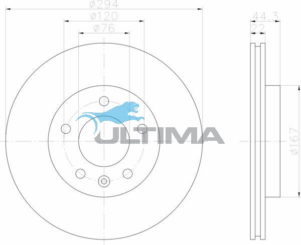 Brake Disc Rotor Rear Fits VW TRANSPORTER T5 4/03 ON GEOMET COATED AAP2247 - Ultima