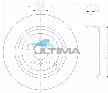 Brake Disc Rotor Rear Fits MERCEDES M CLASS W164 ML280, 320, 350 4/05- R280, 320, 350 06- 330MM SOLID GEOMET COATED AAP2253 - Ultima
