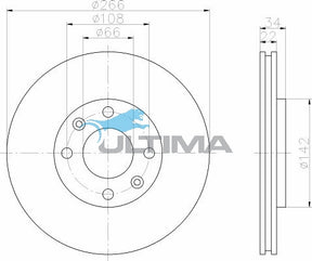 Brake Disc Rotor Front Fits PEUGEOT 206 307 1.4L GEOMET COATED AAP2274 - Ultima