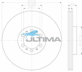 Brake Disc Rotor Front Fits PAJERO NK, NL 16" WHEELS AAP237 - Ultima