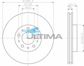 Brake Disc Rotor Front Fits VOLVO S60 15" WHEELS 11/00 ON AAP2382 - Ultima
