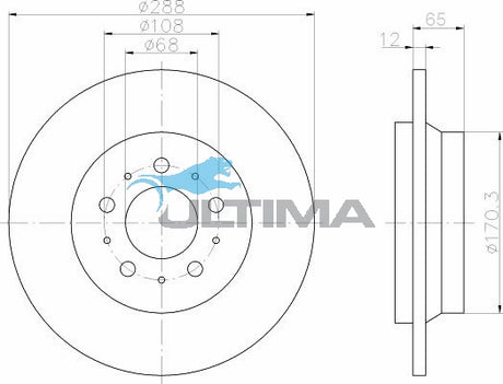 Brake Disc Rotor Rear Fits VOLVO S60 15" & 16" WHEELS 11/00 ON AAP2383 - Ultima
