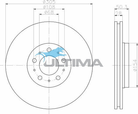 Brake Disc Rotor Front Fits VOLVO S60 16" WHEELS 11/00 ON GEOMET COATED AAP2384 - Ultima