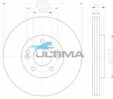 Brake Disc Rotor Front Fits HYUNDAI SANTA FE 11/00 ON AAP2452 - Ultima