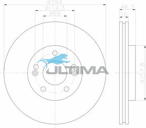 Brake Disc Rotor Front Fits HYUNDAI SANTA FE 11/00 ON AAP2452 - Ultima