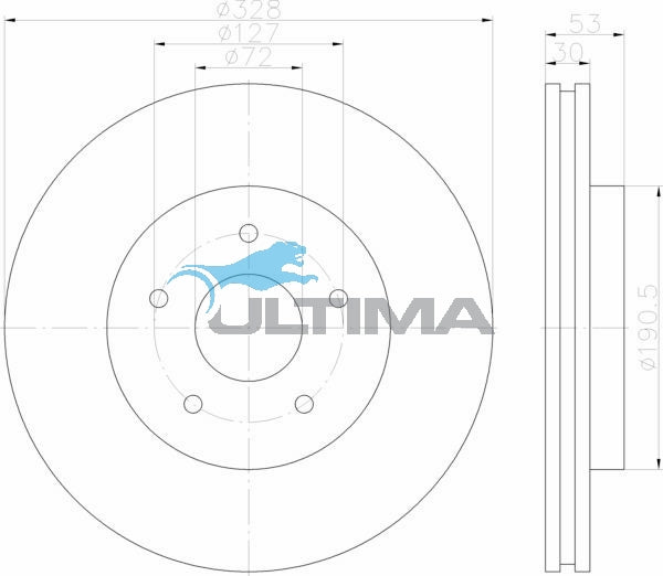 Brake Disc Rotor Front Fits JEEP COMMANDER 06-, GRAND CHEROKEE 05- AAP2530 - Ultima