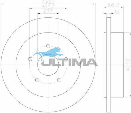 Brake Disc Rotor Rear Fits JEEP COMMANDER 06-, GRAND CHEROKEE 05- AAP2531 - Ultima