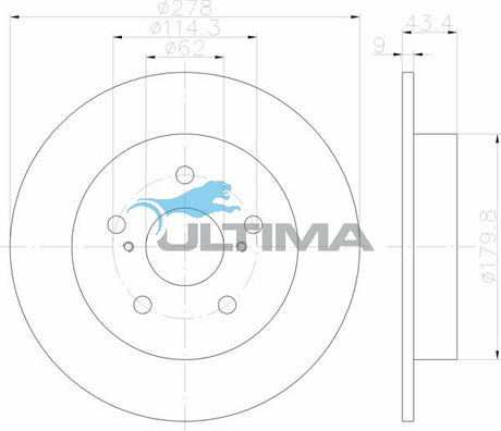 Brake Disc Rotor Rear Fits SUZUKI SWIFT EZ 2/05- AAP2587 - Ultima