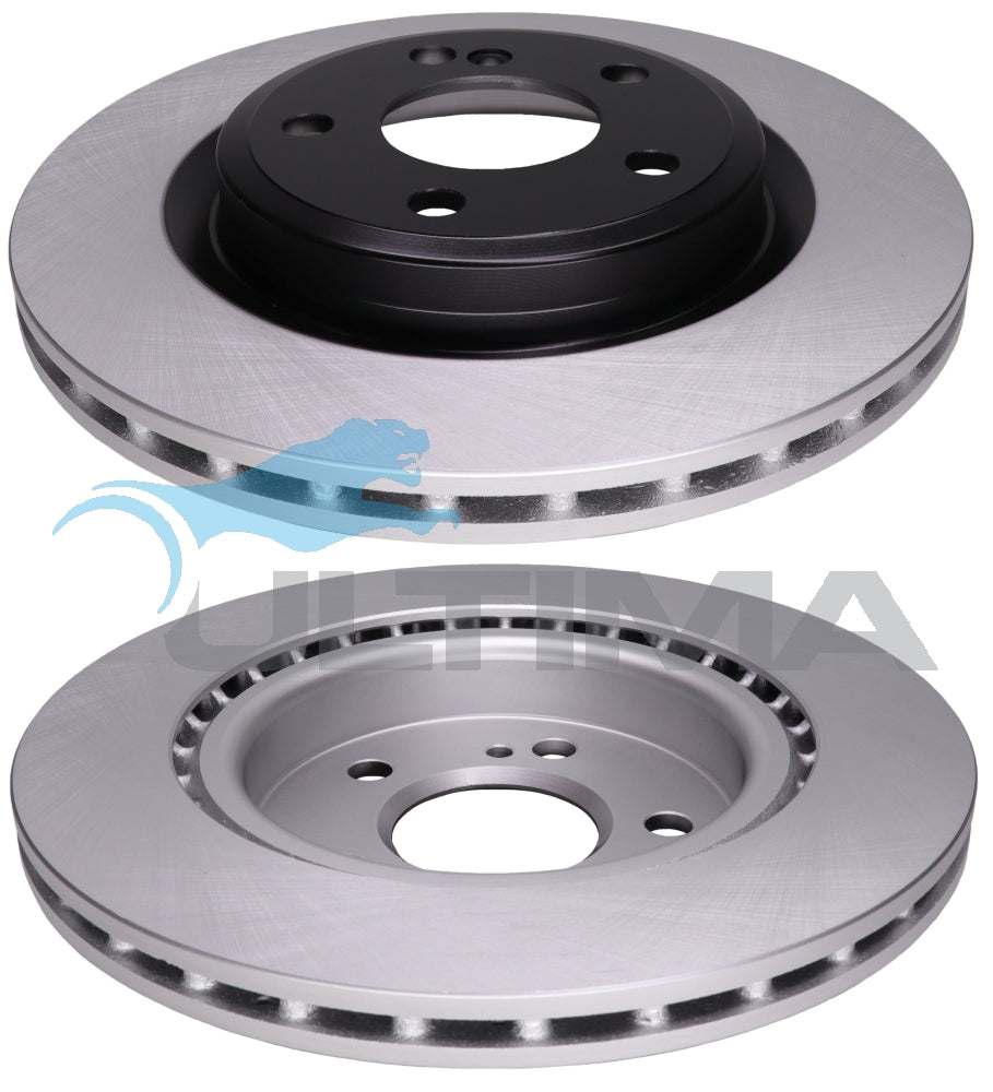 Brake Disc Rotor Rear Vented 22mm Thick Fits Mercedes-A, B, CLA, GLA 2013-ON, Infiniti Q30 2016-ON GEOMAT + BLK HAT AAP2623 - Ultima