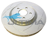 Brake Disc Rotor Front Fits Jeep Grand Cherokee L/H SRT V8 10/2012 ON FR ROTOR GEOMET COATED /Slotted AAP2632SL - Ultima