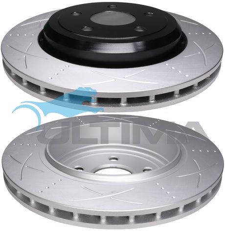 Brake Disc Rotor Rear Slotted Fits Jeep Grand SRT 8 10/2012 ON REAR ROTOR GEOMET COATED /Black Hat AAP2633S - Ultima