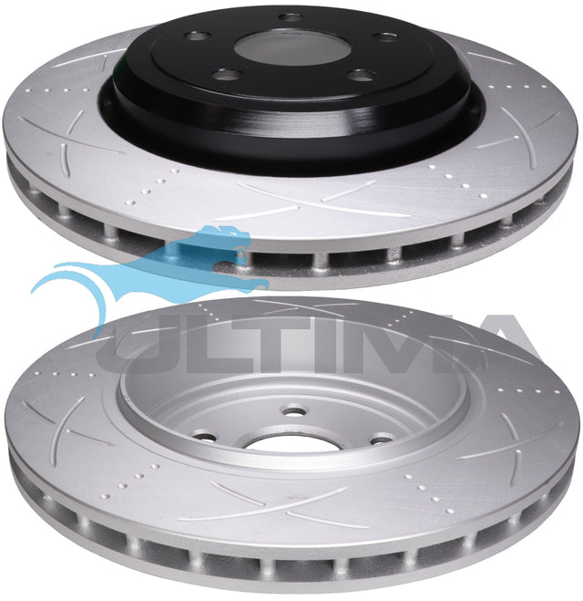 Brake Disc Rotor Rear Slotted Fits Jeep Grand SRT 8 10/2012 ON REAR ROTOR GEOMET COATED /Black Hat AAP2633S - Ultima