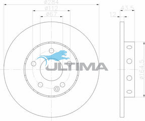 Brake Disc Rotor Front Fits Mercedes C Series W202 Diesel Up to 08/1995 AAP265 - Ultima