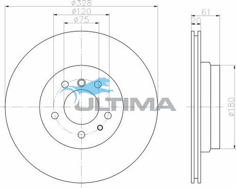 Brake Disc Rotor Rear Fits BMW 750i (E38) 750i V12, 5.4L 06/94-10/01 AAP2671 - Ultima