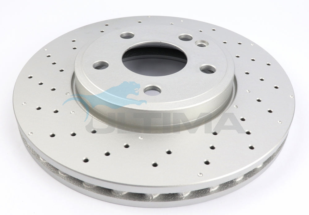 Brake Disc Rotor, Front Cross Drilled and Geomet Coated Fits Mercedes W176, A180, A200, A250 AMG 1/2013 ON AAP2684X - Ultima