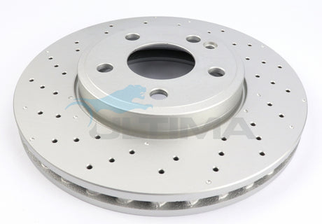 Brake Disc Rotor, Front Cross Drilled and Geomet Coated Fits Mercedes W176, A180, A200, A250 AMG 1/2013 ON AAP2684X - Ultima
