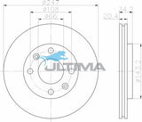 Brake Disc Rotor Front Fits Peugeot 205, 206, 306 AAP273 - Ultima
