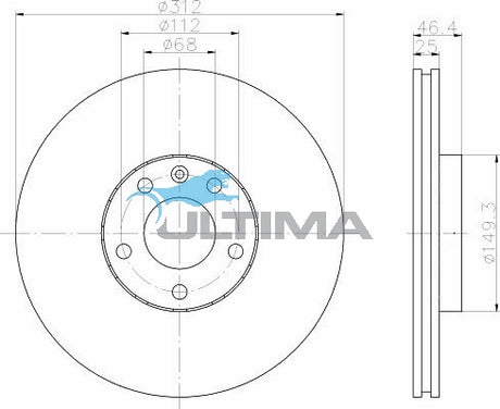 Front Brake Disc Rotor Fits Audi A4 1.8i 20V 8/02 - 10/04 AAP2800 - Ultima