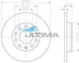 Rear Brake Disc Rotor Fits Audi A4 1.8i 20V 8/02 on AAP2802 - Ultima