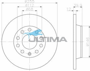 Rear Brake Disc Rotor Fits Audi A4 1.8i 20V 8/02 on AAP2802 - Ultima