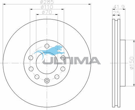 Front Brake Disc Rotor Fits Vectra ZC 2.2L AAP2820 - Ultima