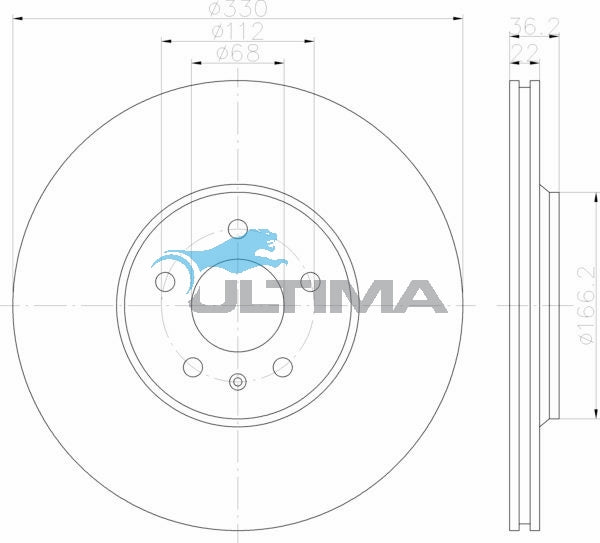 Rear Brake Disc Rotor Fits Audi A4 Quattro, A5, A5 Quattro, Q5, S4, S5 2007 - 10/2010 Geomet Coated Vented Front AAP2821 - Ultima