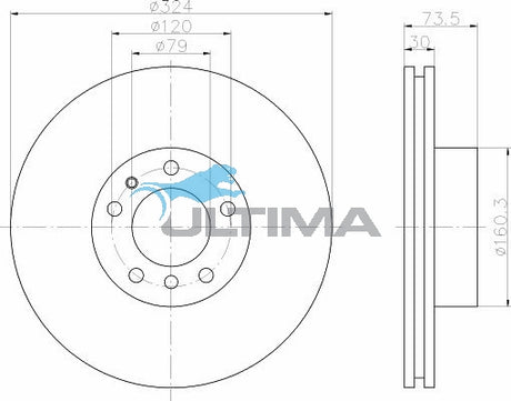 Front Brake Disc Rotor Fits BMW 5 Series E39 Geomet AAP2854 - Ultima