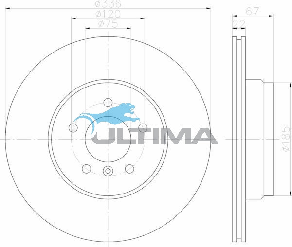 Rear Brake Disc Rotor Fits BMW 330i, 335i E90 05- AAP2859 - Ultima