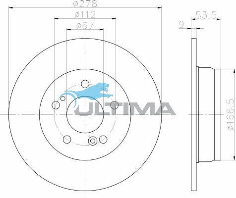 Rear Brake Disc Rotor Fits Mercedes-Benz Series SLK C180 278mm Solid AAP287 - Ultima