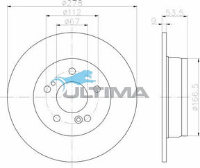 Rear Brake Disc Rotor Fits Mercedes-Benz Series SLK C180 278mm Solid AAP287 - Ultima